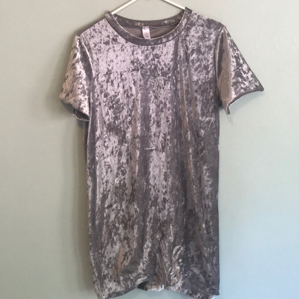 Silver Velvet Tee-Shirt dress